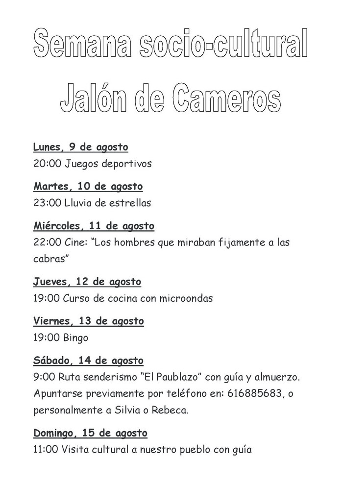 Programa de actividades de la Semana Cultural